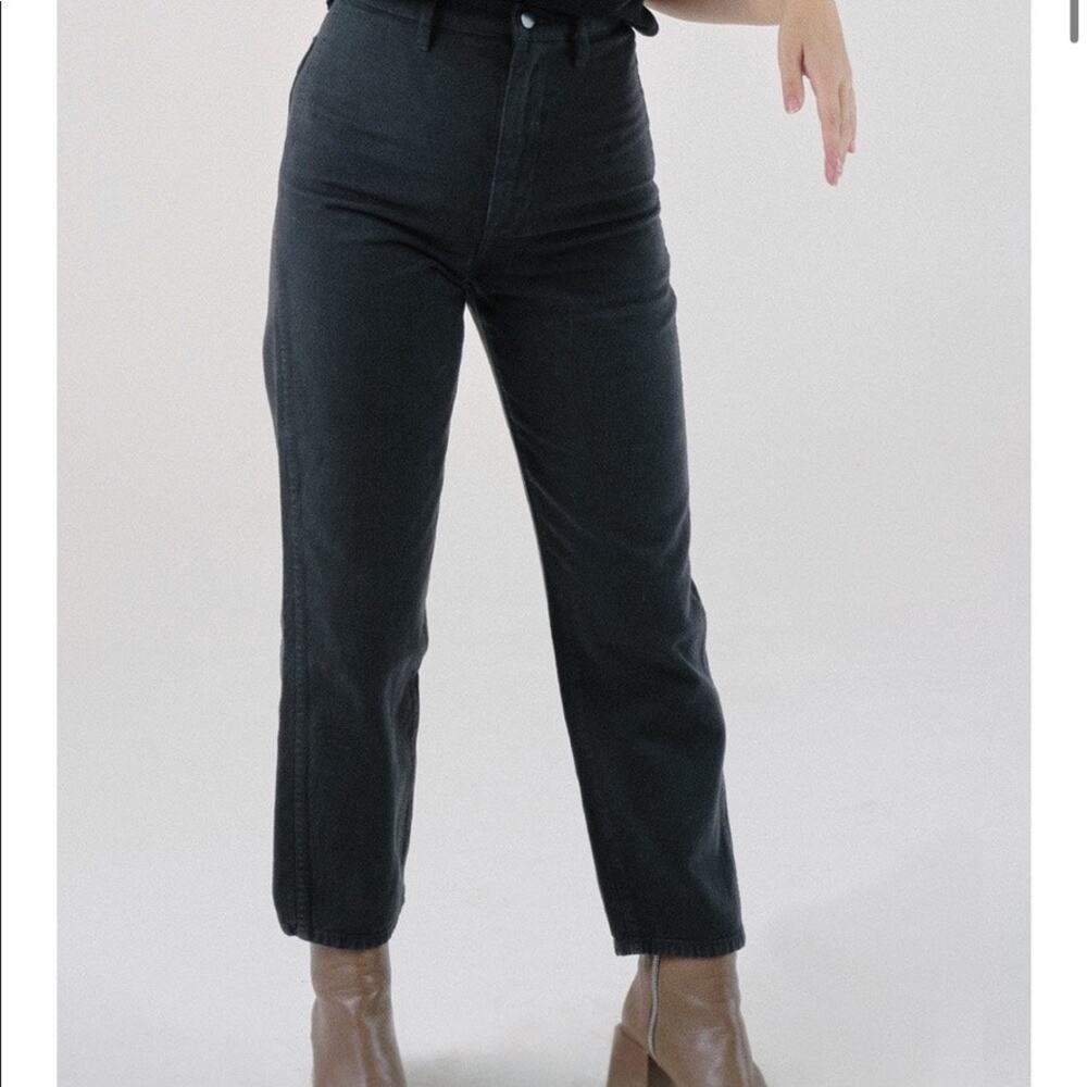 Ozma Kate Jeans in Deadstock Twill Black Staight Leg Tapered High Waisted 29